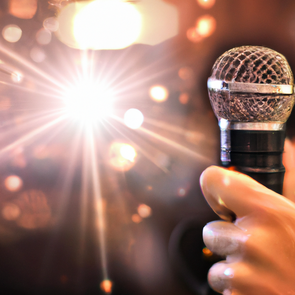 Microphone de studio moderne sur bras articulé dans un environnement chaleureux — image d’ambiance pour la voix off